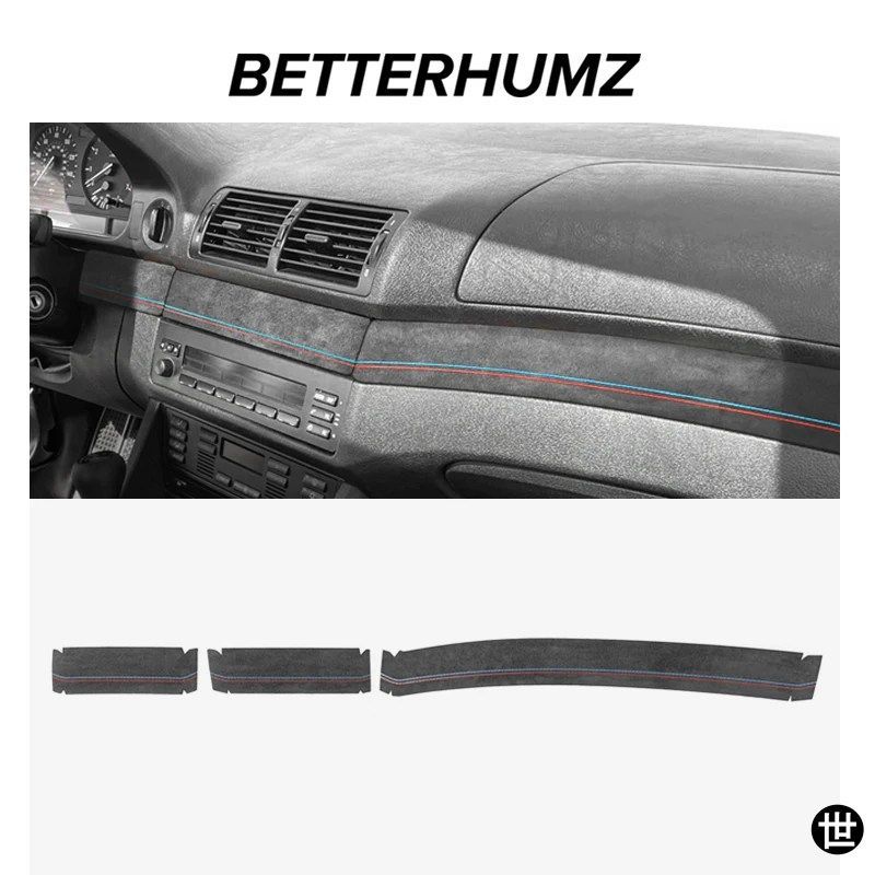 BMW E39シリーズ5用アルカンターラ製車内ダッシュボードパネルトリムストリップ計器パフォーマンスステッカーアクセサリー