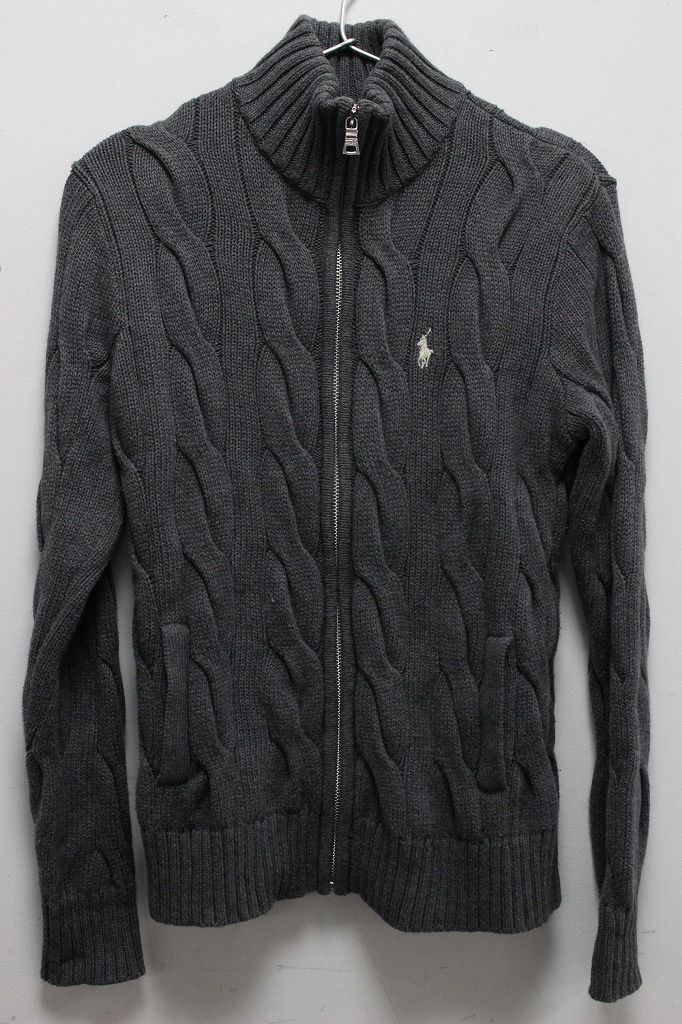 Polo RalphLauren ポロラルフローレン ケーブルニット ジップアップ カーディガン サイズS グレー系 5-N125/1/060