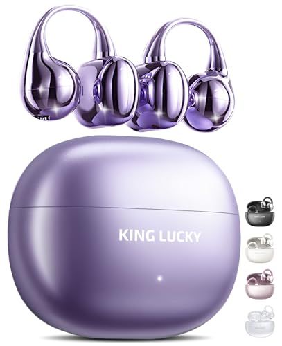 【新品】king luckyイヤーカフ イヤホンワイヤレス オープン イヤー Bluetooth イヤホン/イヤーカフ/落ちにくい/防水 IPX5 /マイク内蔵/急速充電/音漏れ抑制/ENC通話/ながら聴き携帯空気伝導 日本設計のブルートゥー 7f6c0785
