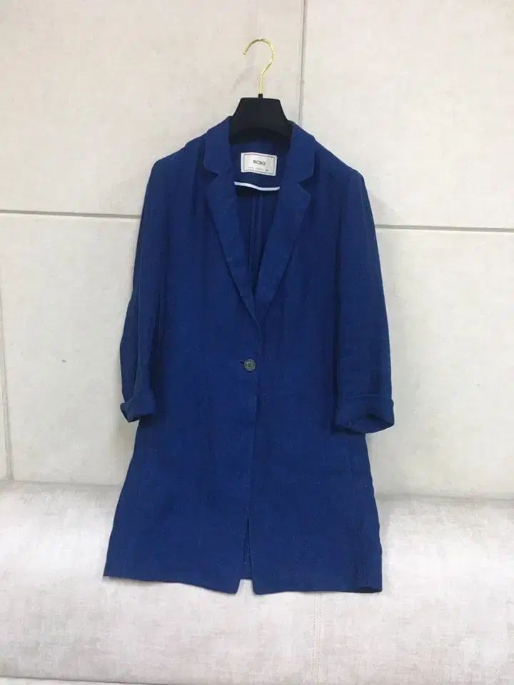 BCBG コバルトブルー 麻100％ リネン ジャケット
