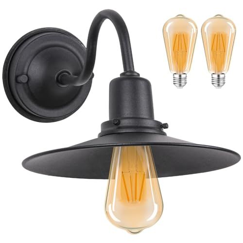 共同照明 「LEDエジソン電球2個付き」 ブラケットライト GT-SETSBD-RB-2ST64-6W 壁掛け灯 LED対応 60W形電球 E26 防雨型 レトロ ウォールランプ 昭和レトロ 工業風 北欧風 ウォールライト アンティーク 壁掛け おし 国内発送