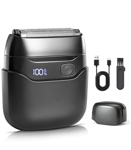 ひげそり 電動シェーバー メンズ 小型 人気 【往復式3枚刃】9500rpm 強力モーター 電気シェーバー フローティング 乾湿両用 IPX7防水仕様 低振動＆静音設計 髭剃り 電動 コンパクト設計 軽量 持ち運び便利 LED残量表示 Typ 8e0b88d9