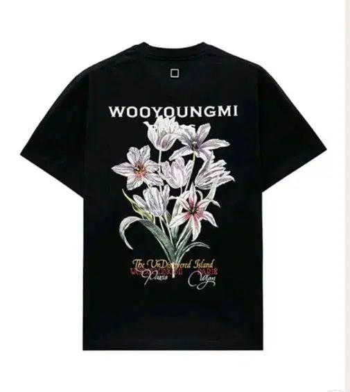 ウーヨンミ フラワー プリンティング ブラック 半袖 Tシャツ
