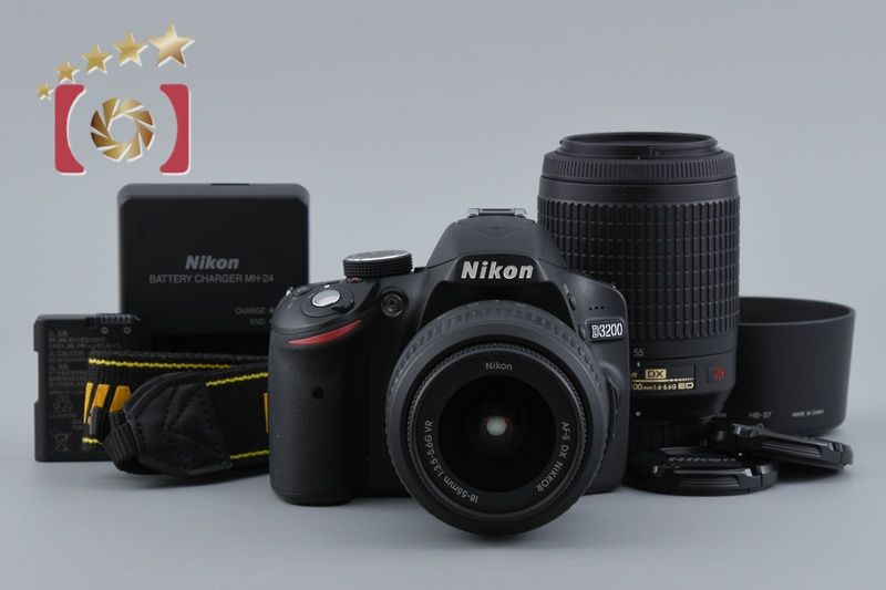 【中古】Nikon ニコン D3200 ダブルズームキット ブラック