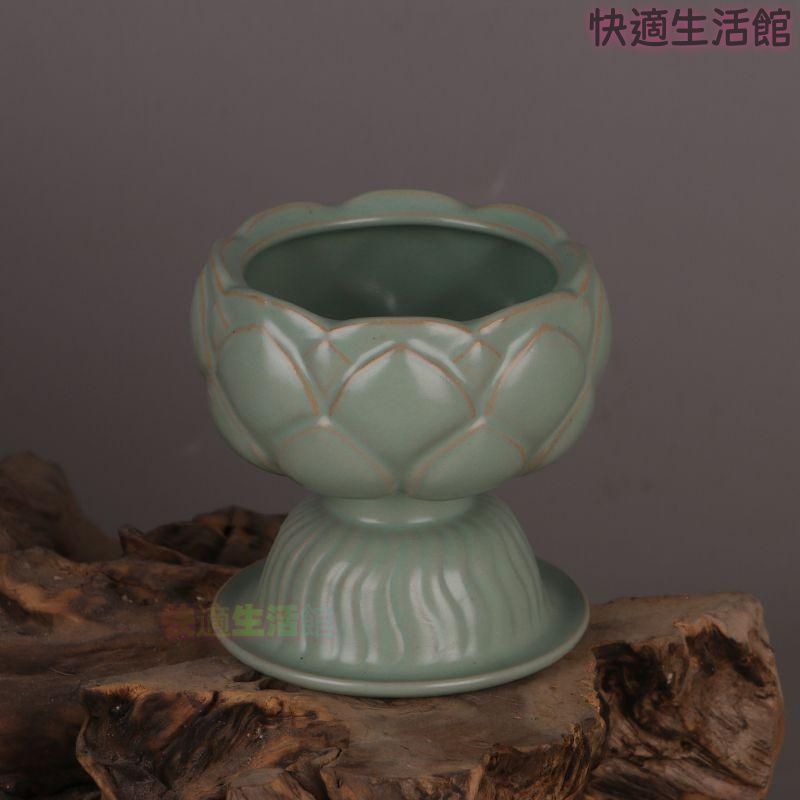 汝窯青釉支釘蓮華香炉 茶道具 香道具 工芸品 美術品 置物zw519zw519