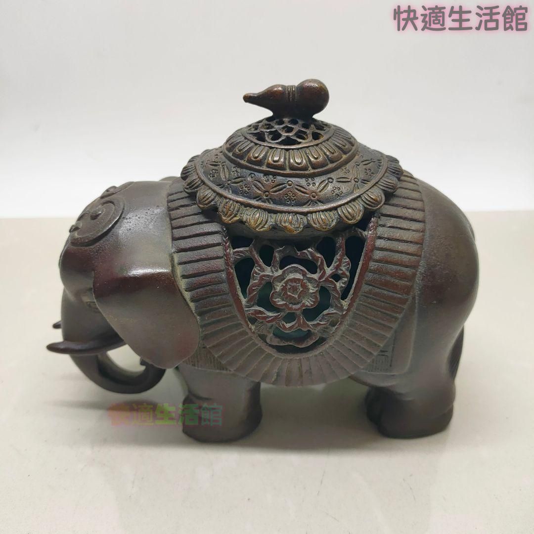 めでたい如意銅象 香炉 工芸品 美術品 置物zw519zw519