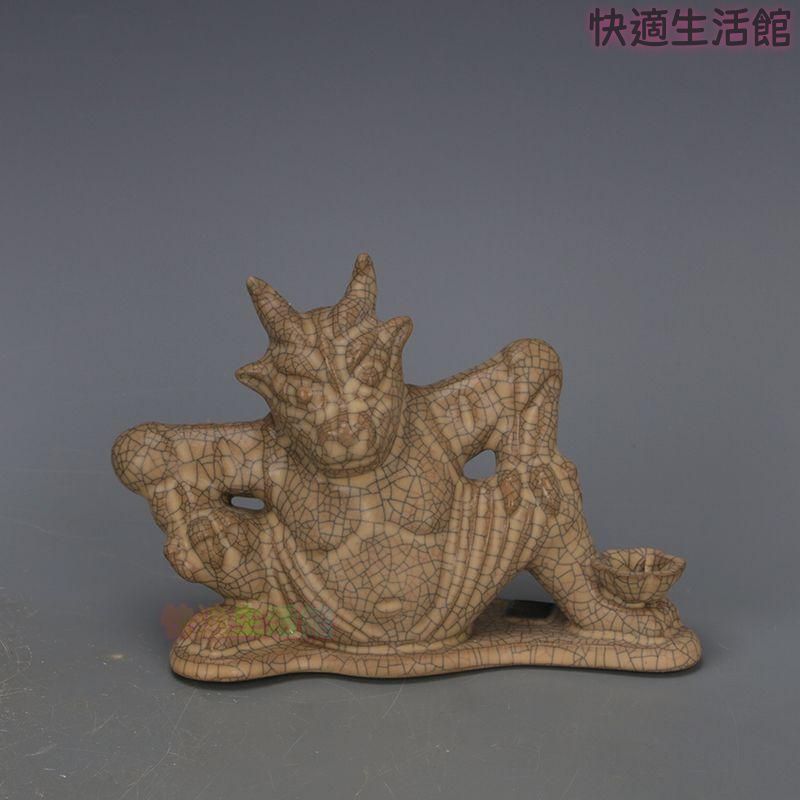 哥窯金糸鉄線神獣熊尊 置物 工芸品 美術品zw519zw519