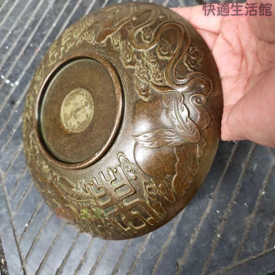 銅器 重工 彫刻 祥雲瑞獣麒麟銅盤 装飾品 工芸品 美術品 置物 重工 彫刻 祥雲瑞獣 麒麟 大銅盤 銅製品 鎮宅辟邪 開運風水 招財 置物