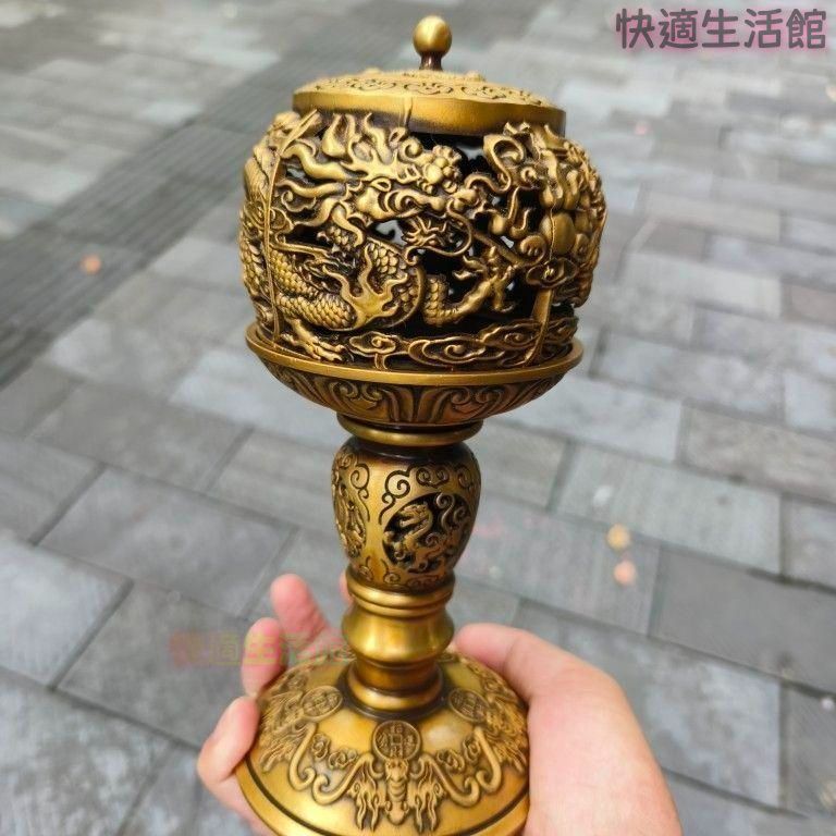 銅製 双魚耳香炉 室内盤香炉 茶道香り炉 香道具 工芸品 置物 銅 細工 透かし彫り 双龍香炉 銅香炉 仏具 茶道具 香道具 工芸品 置物