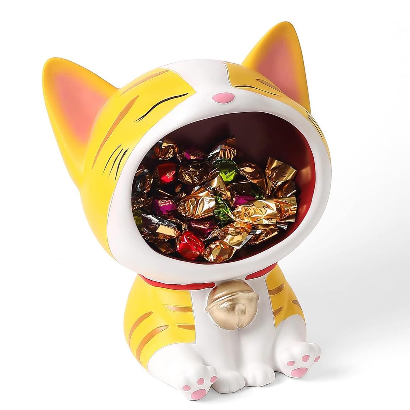 皿を捧げるネコ ねこ 猫ちゃん キー収納 金属 トレイ 鍵置き 小物収納 玄関収納 卓上置物 収納トレイ 動物像 彫刻装飾 玄関 ペットサイトテープル 化粧卓 口紅スタンド 財布 コイン キャンディー皿 樹脂製品 インテリア おしゃれ 動物 フィギュア XMt
