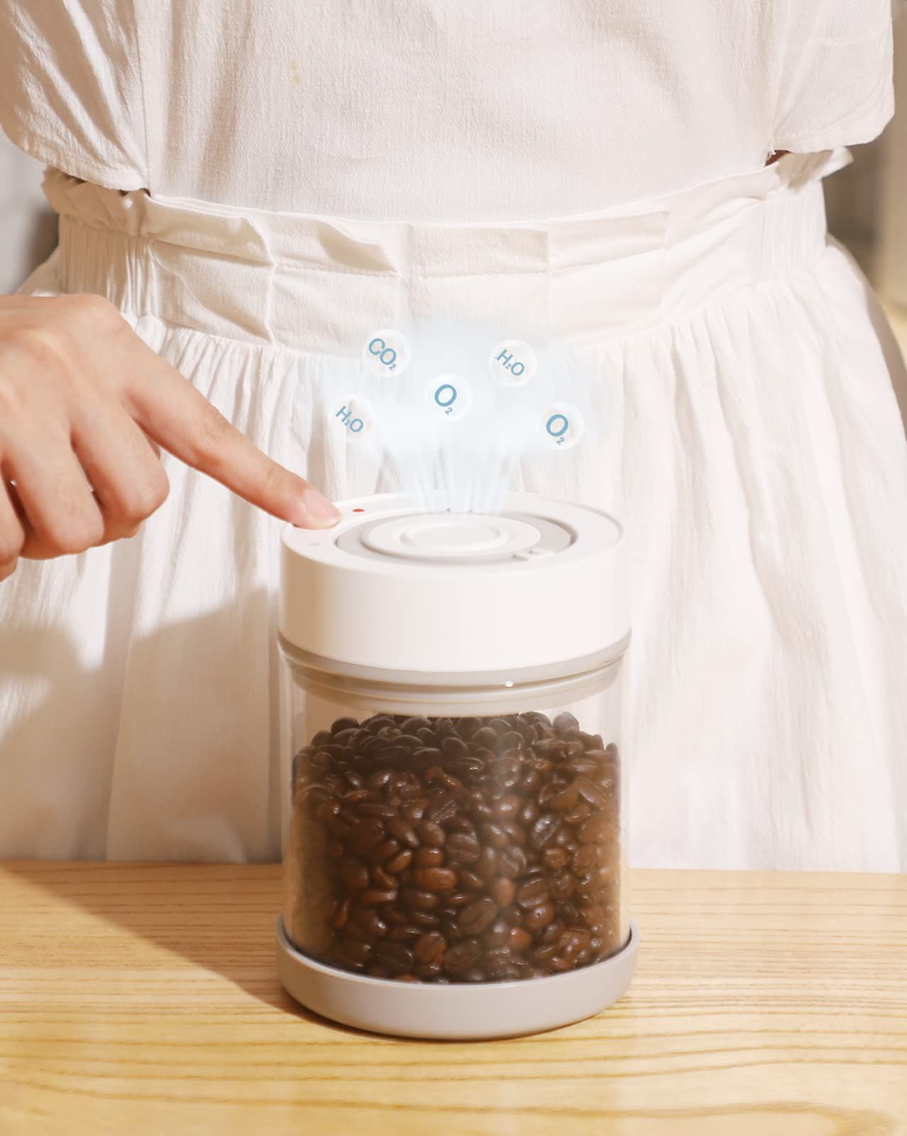 【新品】Minidiva 自動真空キャニスター コーヒー豆 保存容器 耐熱ガラス ポンプ不要 密閉 スマート 真空保存コンテナ 食材鮮度 栄養保持 高真空度 自動操作 日付表示 茶筒 600ml 36a144e1