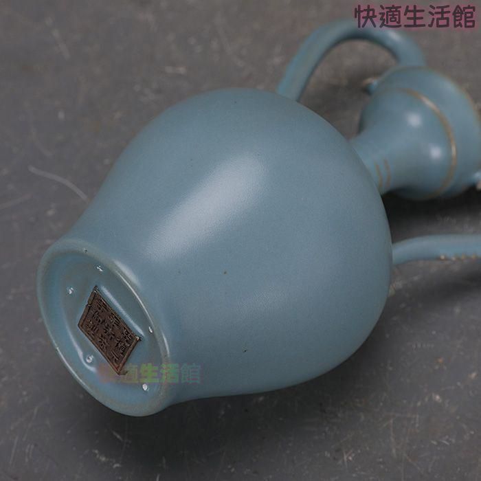 美術品・アンティーク・コレクション 宋汝窯手製青釉支釘双龍尊瓶