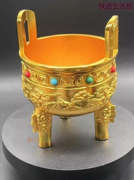 九龍宝石三足鼎 三足香炉 銅製 装飾品 工芸品 美術品 置物zw519zw519