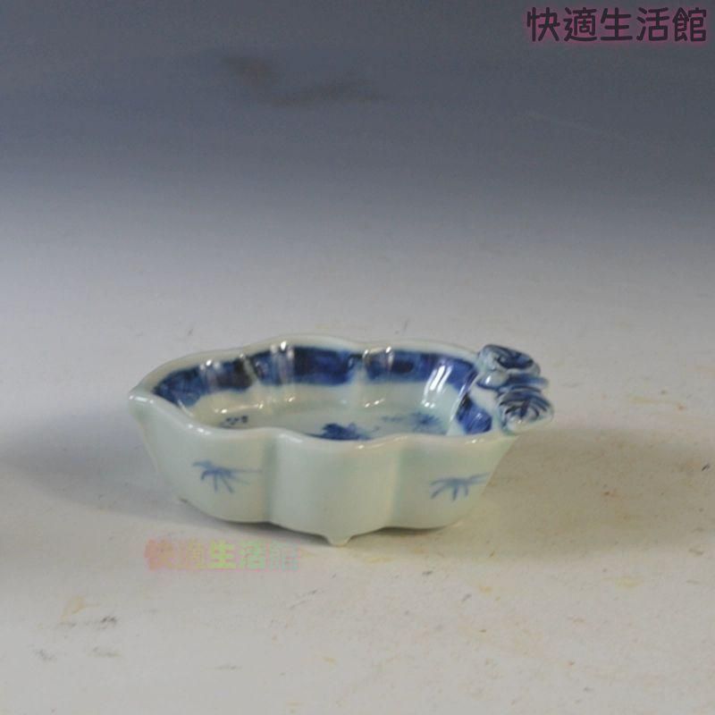 手描き鯖鹿紋の葉っぱ洗い 筆洗い 書道具 文房具 現代工芸品 美術品