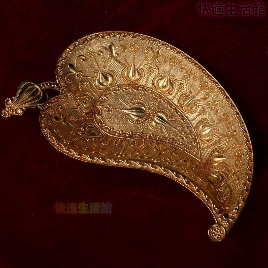 中国美術・金葉皿・純銅微彫・手製・高浮彫・置物・食器・茶器zw519zw519