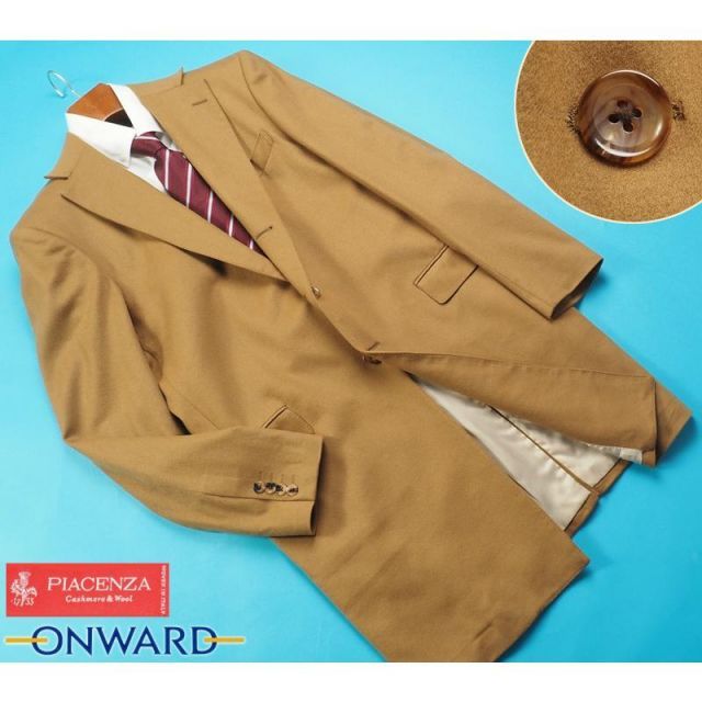 新品33万円 オンワード樫山 Selflex 日本製『PIACENZA ピアツェンツァ 伊製生地』カシミヤ混 ウール コート D6/52(XXL程) キャメル 5953840