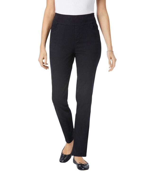 ウーマン ウィズイン レディース ボトムス デニムパンツ トール ジーンズ Woman Within Womens Within Tall FlexFit PullOn StraightLegapFree Stretch Denim Jeans Black ブ