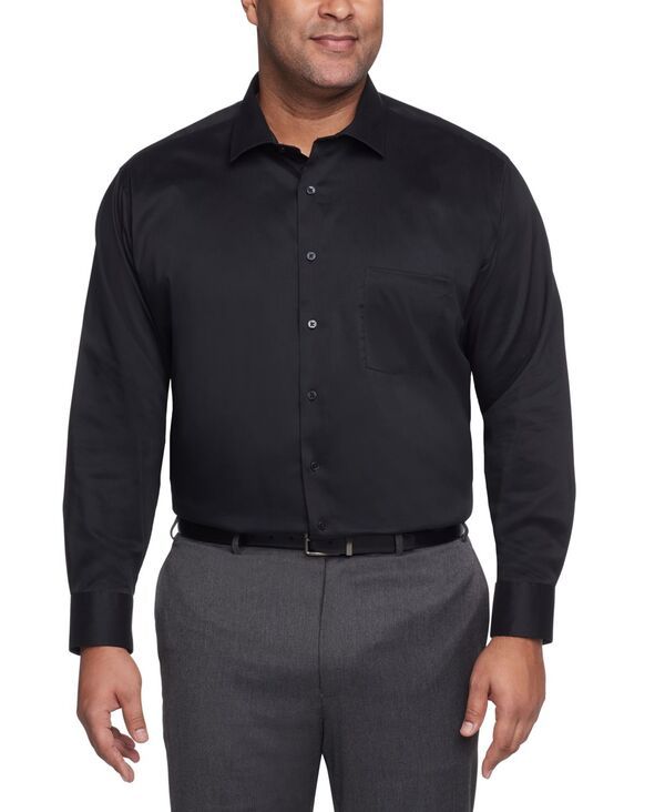 ヴァンハウセン メンズ トップス シャツ トール Van Heusen Mens Big Tall Solid Dress Shirt Black ブラック