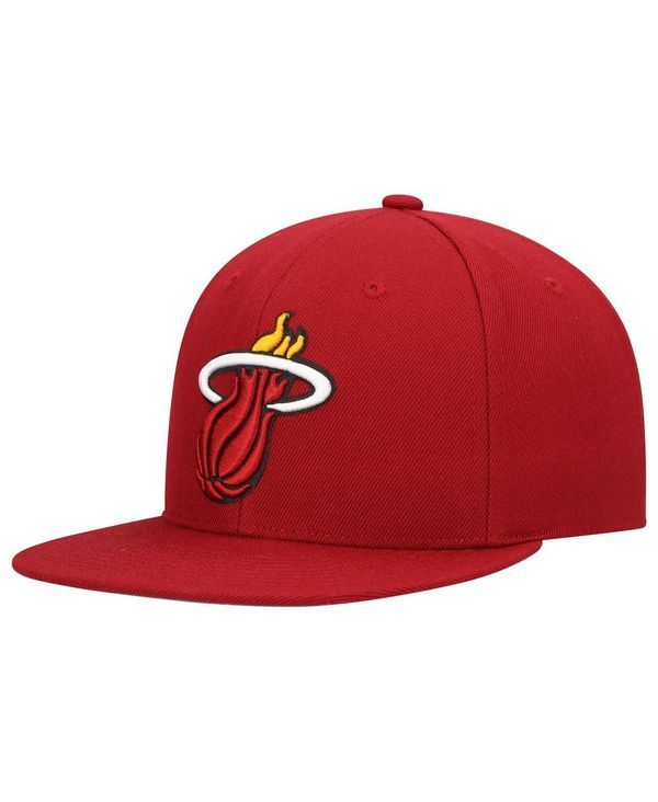 ミッチェルネス メンズ アクセサリー 帽子 Mitchell Ness Mens Red Miami Heat Ground 20 Snapback Hat Red レッド