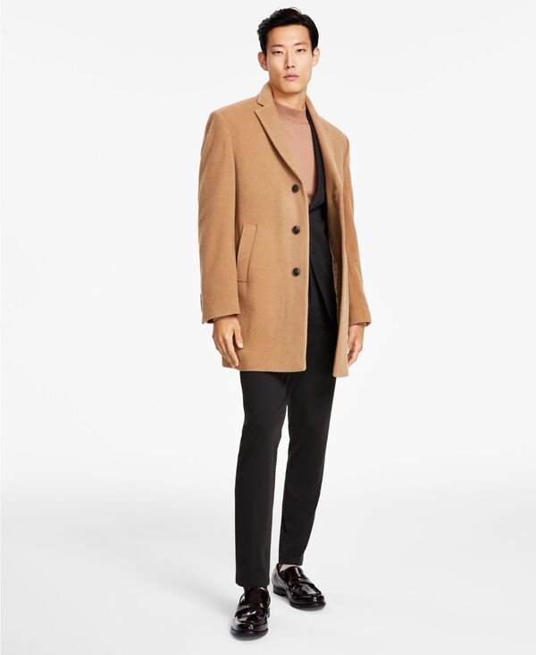 カルバンクライン メンズ アウター ジャケット・ブルゾン スリムフィット ウール コート Calvin Klein Mens Prosper WoolBlend Slim Fit Overcoat Camel キャメル