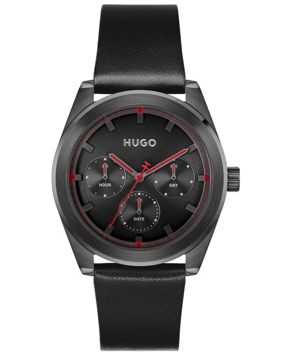 ヒューゴボス メンズ アクセサリー 腕時計 Hugo Boss Mens Bright Sport Quartz Multifunction Black Calfskin Watch 42mm Black ブラック 36,920円