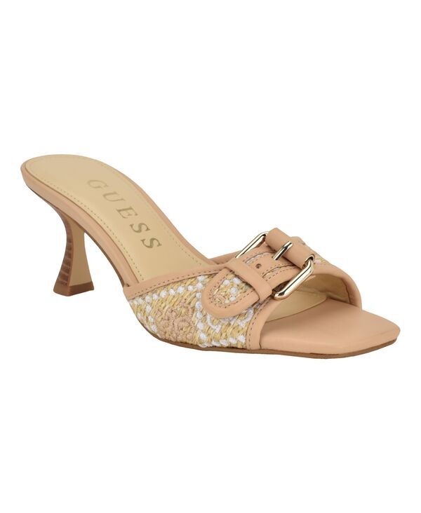 ゲス レディース シューズ サンダル GUESS Womens Dista SlipOn Dress Sandals Light NaturalWhite Logo ホワイト