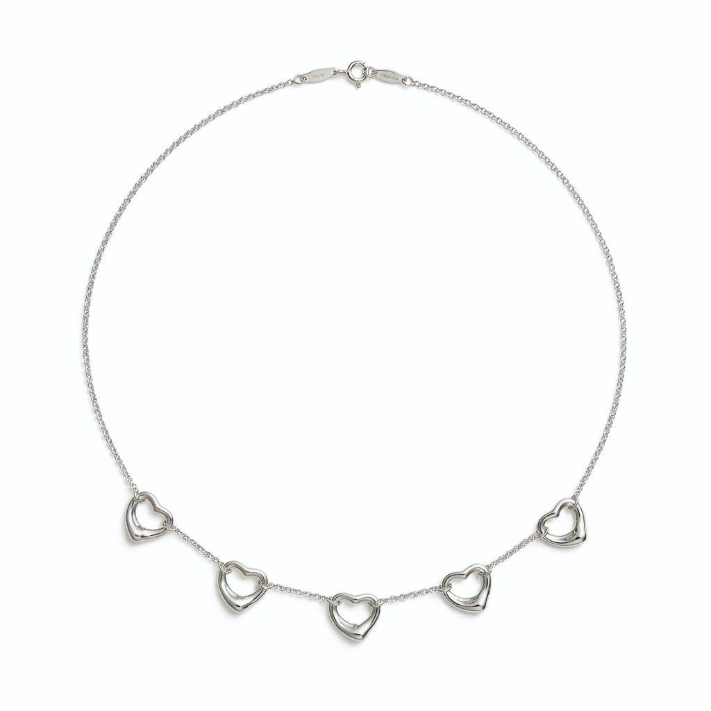 TIFFANY&Co. ティファニー SV925 エルサペレッティ オープンハート 5連 ネックレス 41cm 5.8g シルバー レディース アクセサリー 美品 aua40001080506