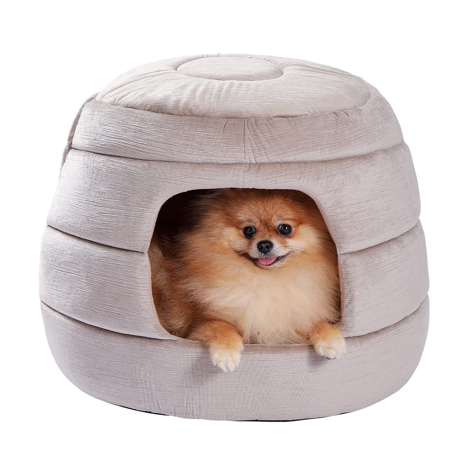 PAWZ Road 犬 ベッド ドーム 犬 ハウス 犬小屋 犬のハウス 猫ハウス 猫ベッド 室内 ペットベッド ハチの巣形 お洒落 かわいい 両用 折りたたみ 2way クッション 取り外し可能 いぬ ねこ ベージュp 396d06d7