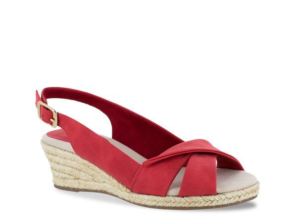 イージーストリート レディース シューズ サンダル Easy Street Maureen Espadrille Wedge Sandal Red レッド