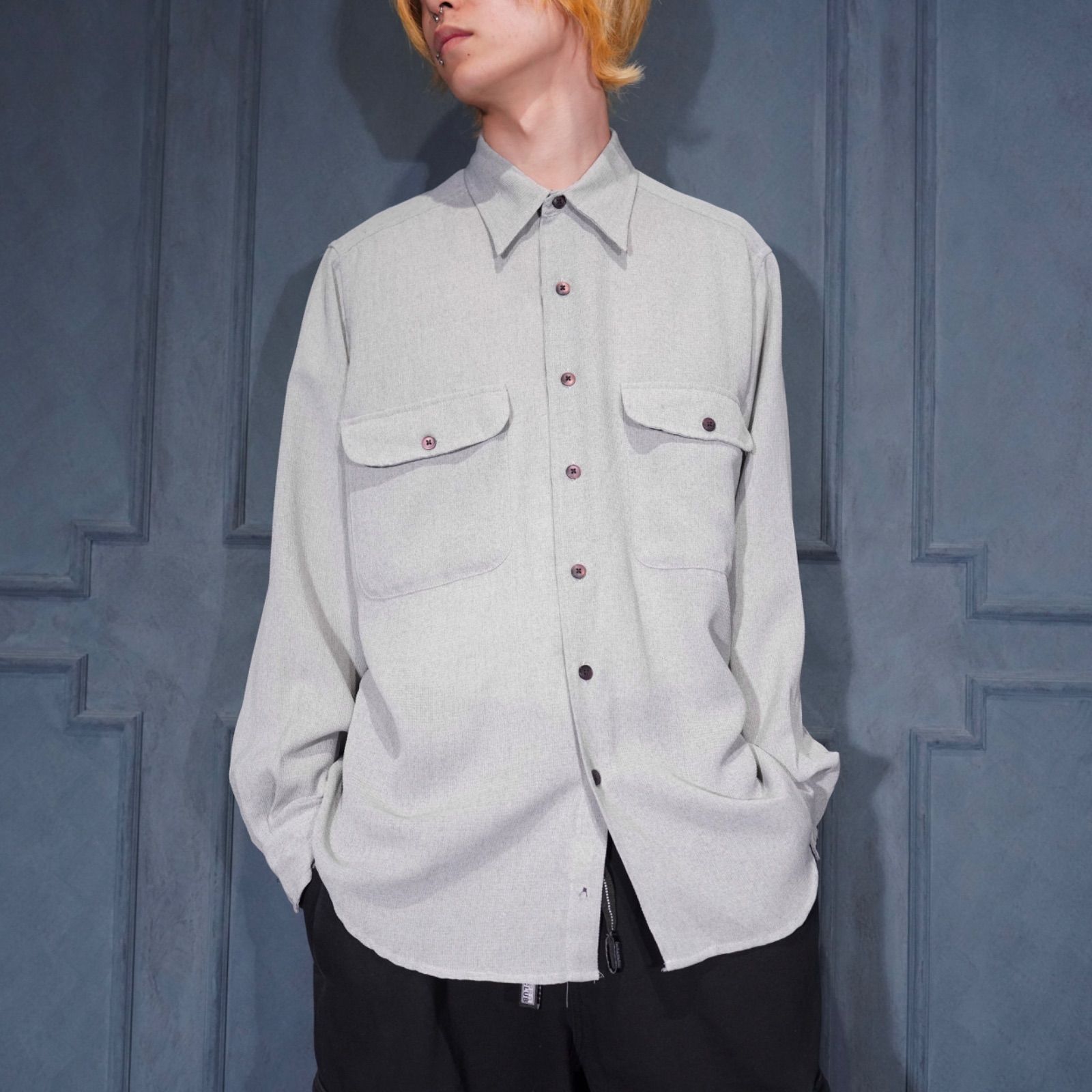 EU VINTAGE Gianni Antonio UOMO WOVEN DOUBLE POCKET DESIGN SHIRT/ヨーロッパ古着織ダブルポケットデザインシャツ