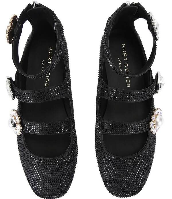 カートジェイガーロンドン レディース シューズ パンプス Kurt Geiger London Crystal Embellished Jewel Ornamented Gladiator Mary Jane Ballet Flats Black ブラック