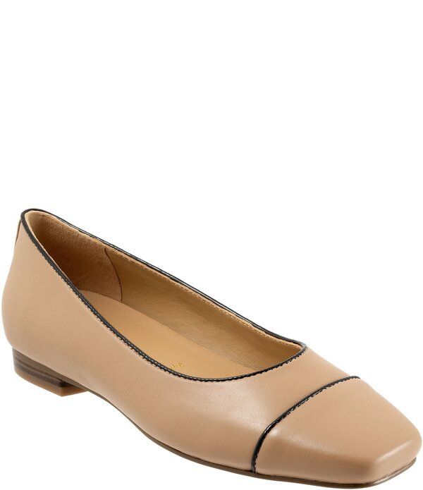 トロッターズ レディース シューズ パンプス レザー Trotters Harbor Leather Square Toe Flats BeigeBlack ブラック