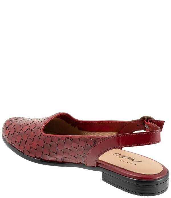 トロッターズ レディース シューズ パンプス レザー Trotters Lea Woven Leather Sling Flats Red レッド