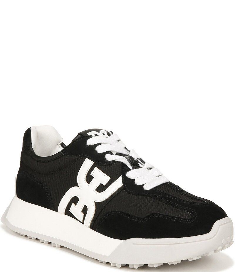 サムエデルマン レディース ボトムス カジュアルパンツ プラットフォーム ナイロン スニーカー スエード Sam Edelman Langley Suede and Nylon Platform Retro Sneakers Black ブラック