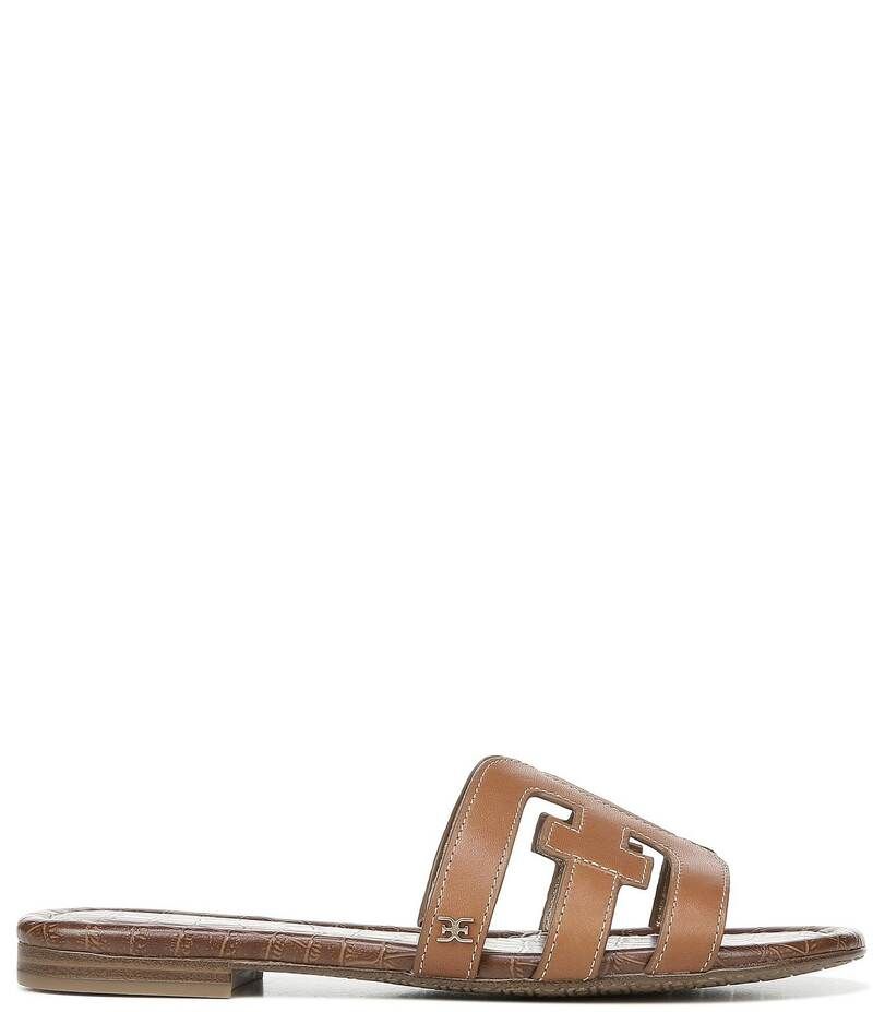 サムエデルマン レディース シューズ パンプス サンダル レザー ロゴ Sam Edelman Bay Leather Double E Logo Slide Sandals Saddle