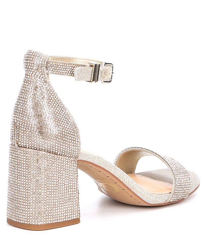 ジービー レディース シューズ サンダル アンクル ヒール GB BlingOut Rhinestone Embellished Family Matching Ankle Strap Block Heel Sandals Sand Gold サンド