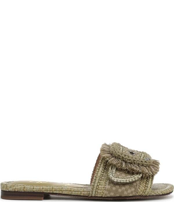 サムエデルマン レディース シューズ パンプス サンダル フリンジ Sam Edelman Bambi Playa Raffiand Fringe Oversized Buckle Slide Sandals Washed Sage Multi セージ