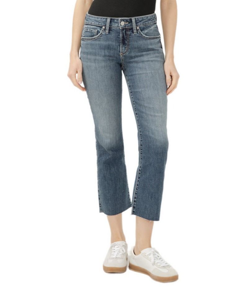 シルバー ジーンズ レディース ボトムス デニムパンツ クロップド Silver Jeans Co Suki Mid Rise Curvy Fit Flare Cropped Jeans Glory