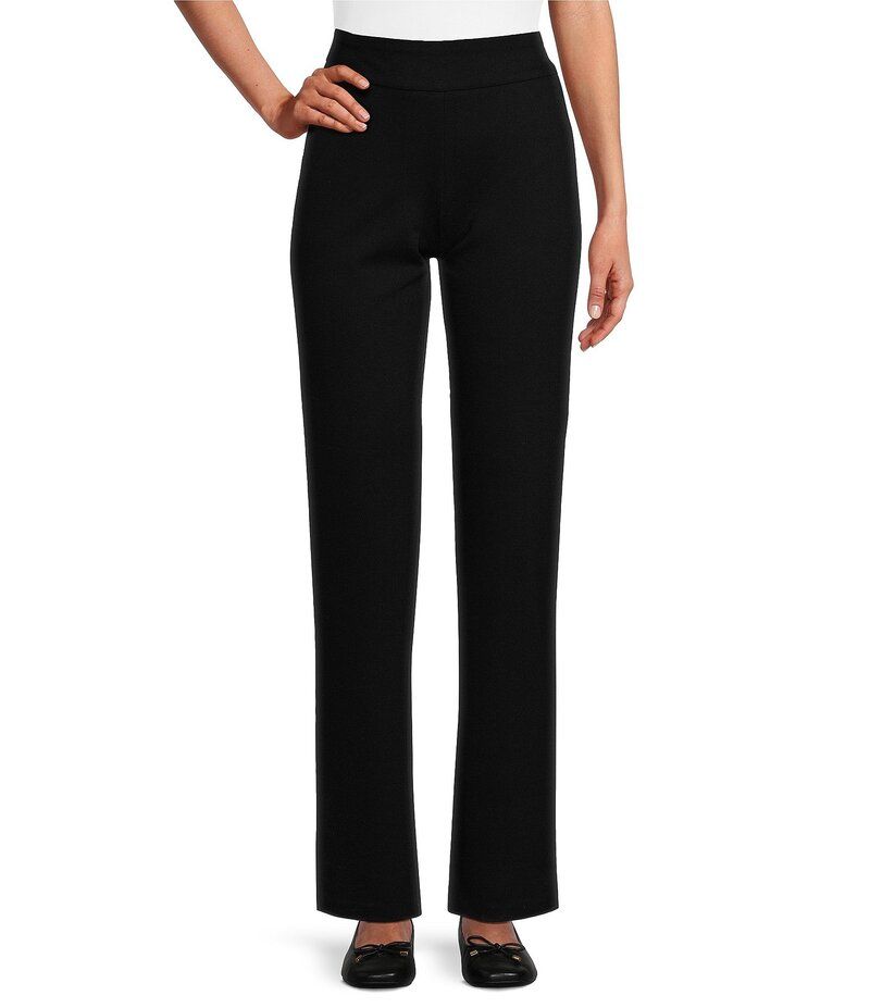 アリソン デイリー レディース ボトムス カジュアルパンツ ストレート プチ パンツ Allison Daley Petite Size PullOn Straight Leg Ponte Pants Black ブラック