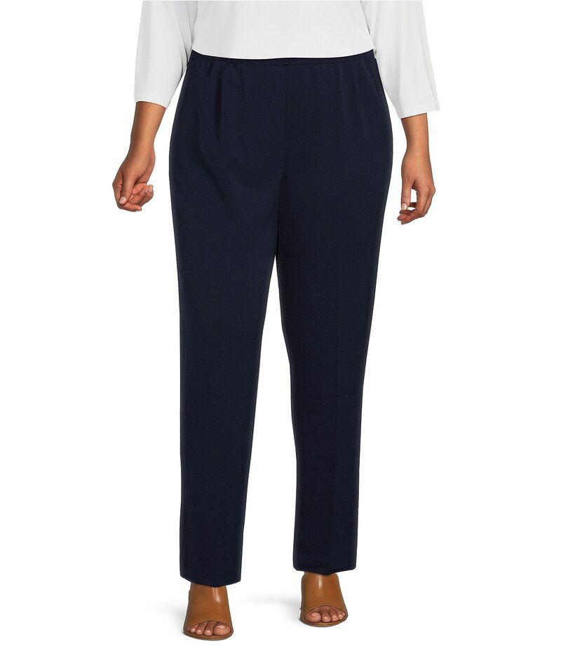 アリソン デイリー レディース ボトムス カジュアルパンツ ストレート プラスサイズ パンツ Allison Daley Plus Size City Stretch Elastic Waist Straight Leg PullOn Pants True N