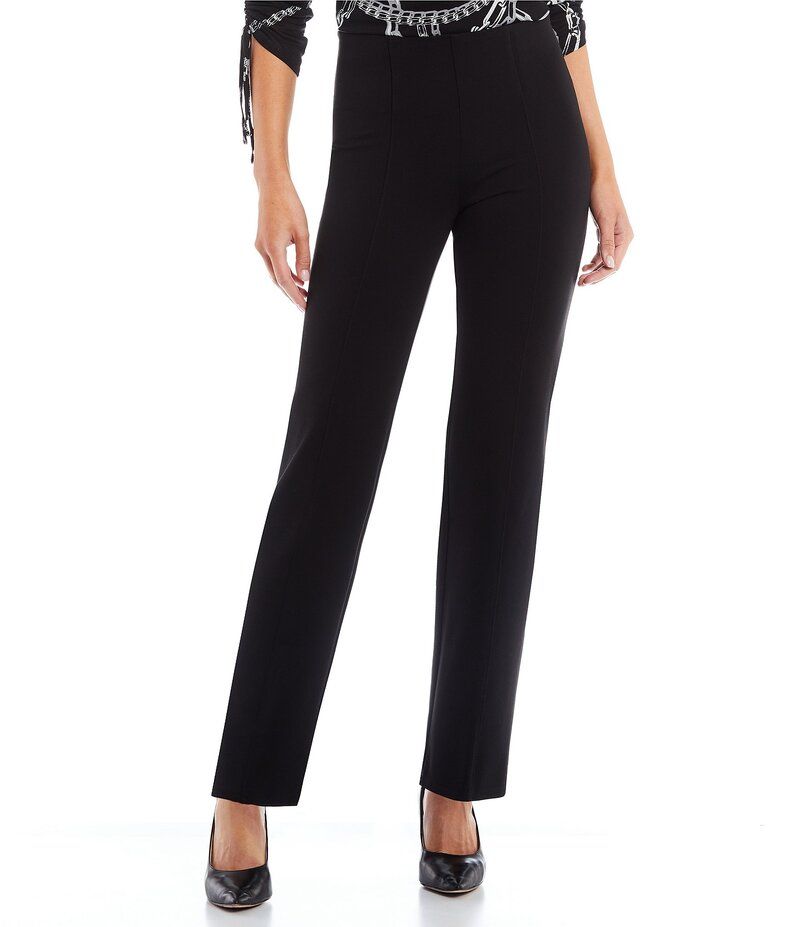 インベストメンツ レディース ボトムス カジュアルパンツ パンツ ニット Slim Factor by Investments Ponte Knit No Waist Slim Straight Pants Black ブラック