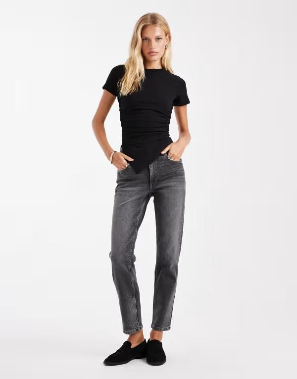 エイソス レディース ボトムス デニムパンツ スリムフィット ジーンズ ASOS DESIGN slim fit comfort jeans Gray グレー