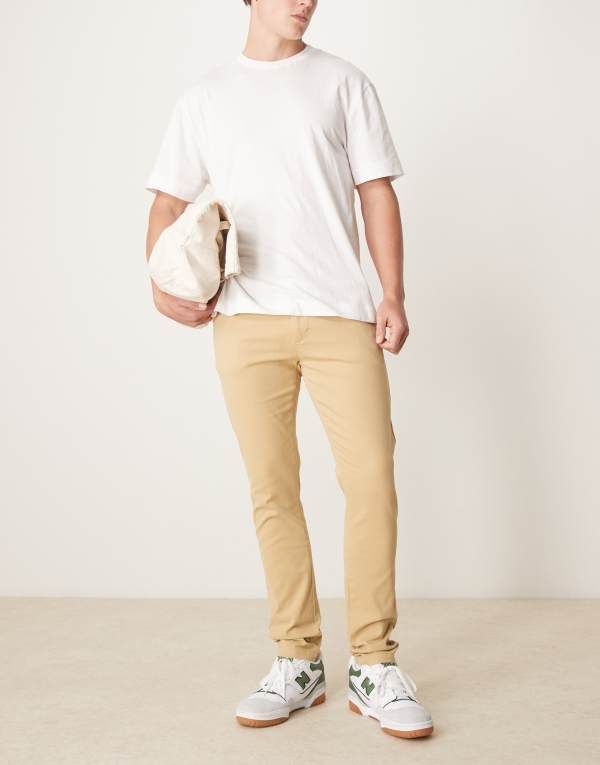 エイソス メンズ ボトムス カジュアルパンツ ASOS DESIGN Essential skinny chinos BEIGE ベージュ