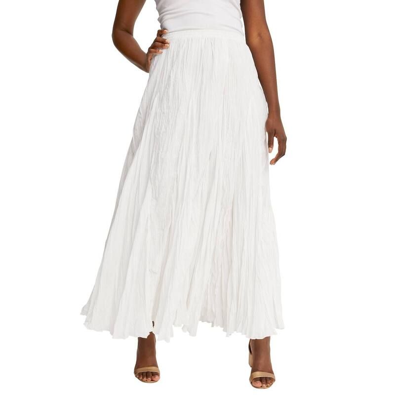 ジェシカロンドン レディース ボトムスカート プラスサイズ プチ マキシ Jessica London Womens Plusize Petite Flowing Crinkled Maxi Skirt White ホワイト