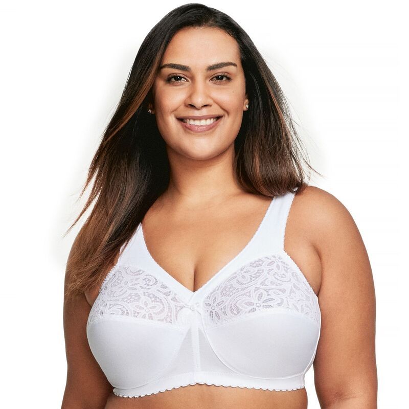 グラマライズ レディース アンダーウェア ブラジャー コットン Glamorise MagicLift Cotton Blend Wirelessupport Bra 1001 White ホワイト