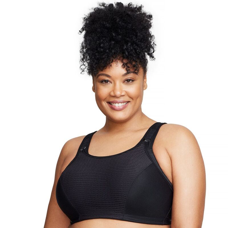 グラマライズ レディース アンダーウェア ブラジャー プラスサイズ Plusize Glamorise FullFigure Adjustable Wirelessport Bra 1166 Solid Black ブラック