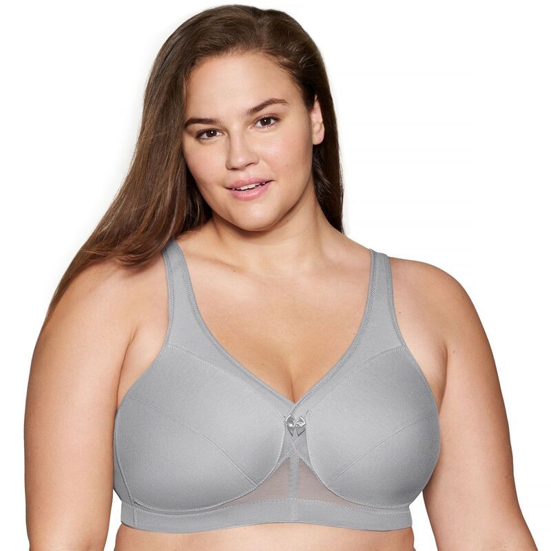 グラマライズ レディース アンダーウェア ブラジャー プラスサイズ Plusize Glamorise FullFigure MagicLift Active Wirefree Support Bra 1005 Gray グレー