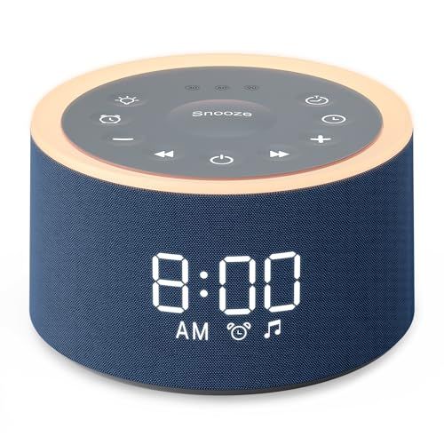 Dreamegg ホワイトノイズマシン 29種癒し音 目覚まし時計 おしゃれ【ライト付き＆アラーム設定＆大音量＆スヌーズ機能】32段階音量 イヤホン対応 時間表示部無段階調光 快眠グッズ 騒音対策 安眠 置き時計 ナイトライト 間接照明 勉強/読書/ 国内発送