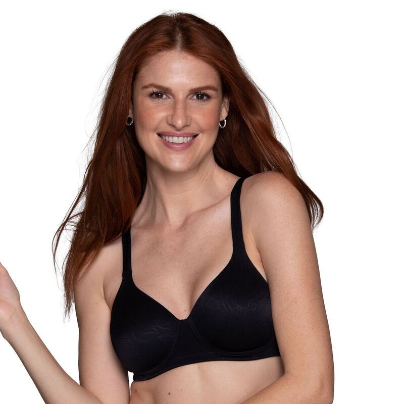 バニティフェア レディース アンダーウェア ブラジャー Womens Vanity FairR Body Shine FullCoverage Wire Free Bra 72298 Black Jacquard ブラック