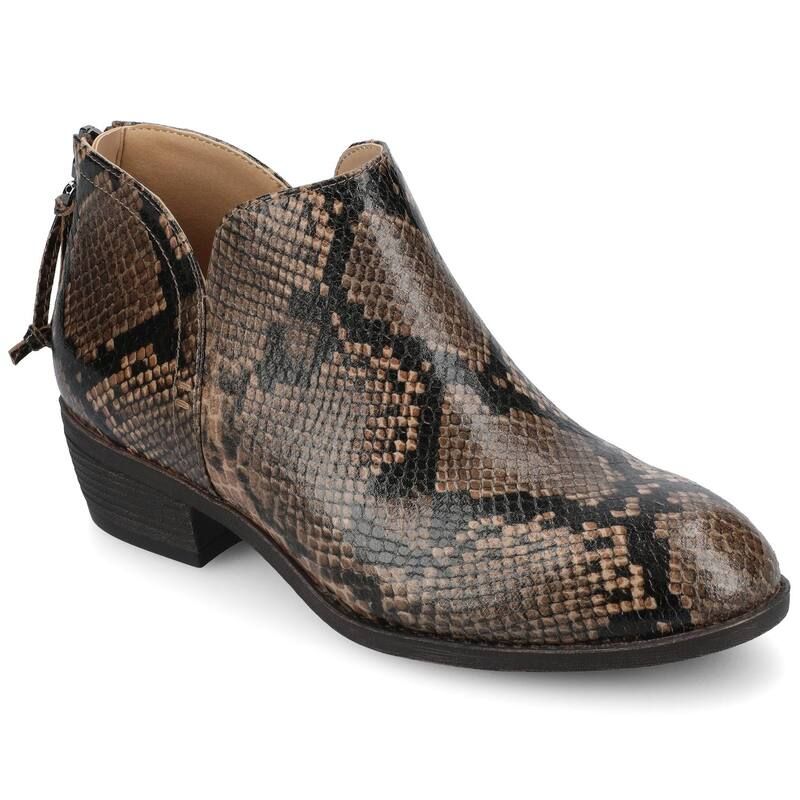 ジャーニー レディース シューズ ブーツ・レインブーツ ヒール Journee Livvy Womens Back Heel Zip Stacked Heel Bootiesnake Brown ブラウン